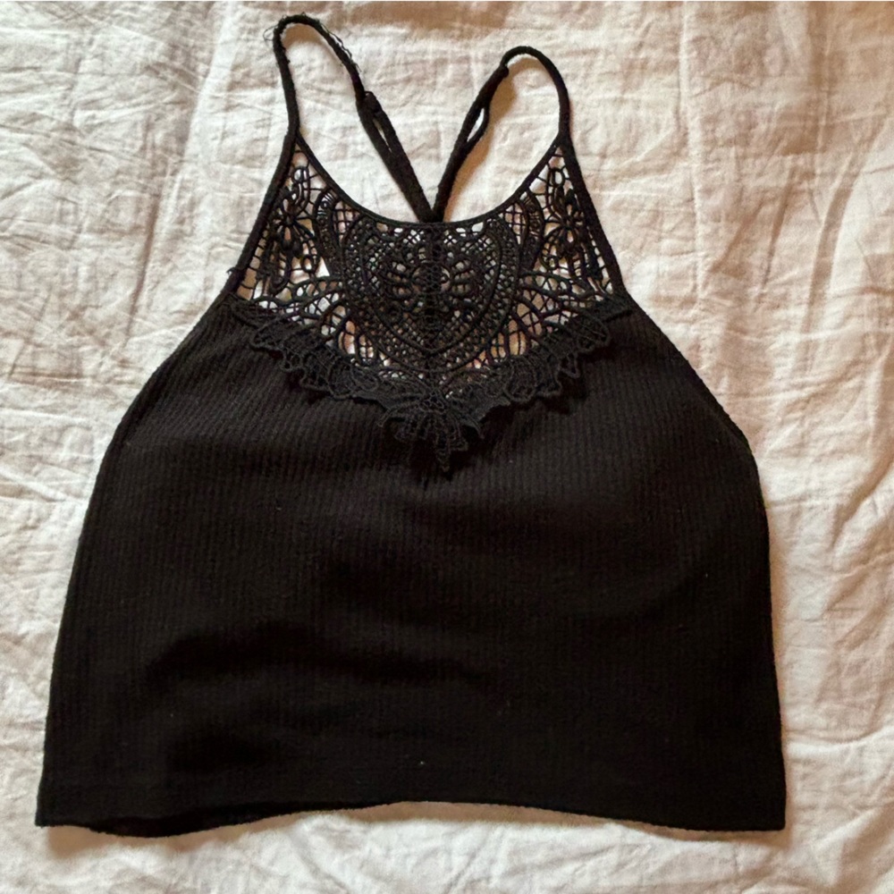 Black racer back crop top, with padded bra. Brand “SO”, women’s medium!